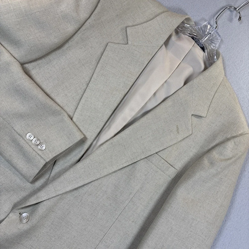 Haggar Gentlemans Fit Beige Linen‎ Blend Blazer Jacket 48L EUC